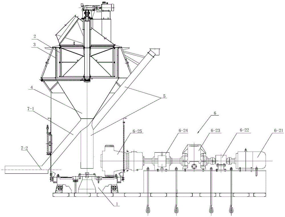 Novel vertical roll mill with grinded powder outward-guide mechanism