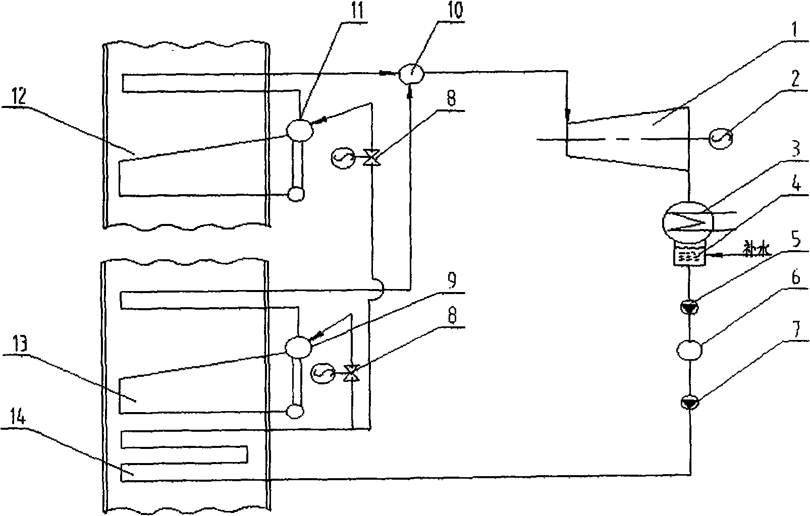 After heat power station heat system for performing vacuum deoxidization using steam turbine condenser