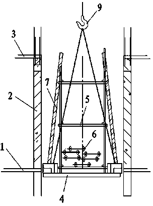Liftable supporting leg type elevator shaft construction platform and method