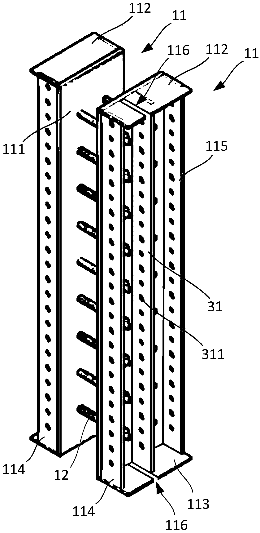 Integrated template type connection device for jacking platform and jacking method of lattice column