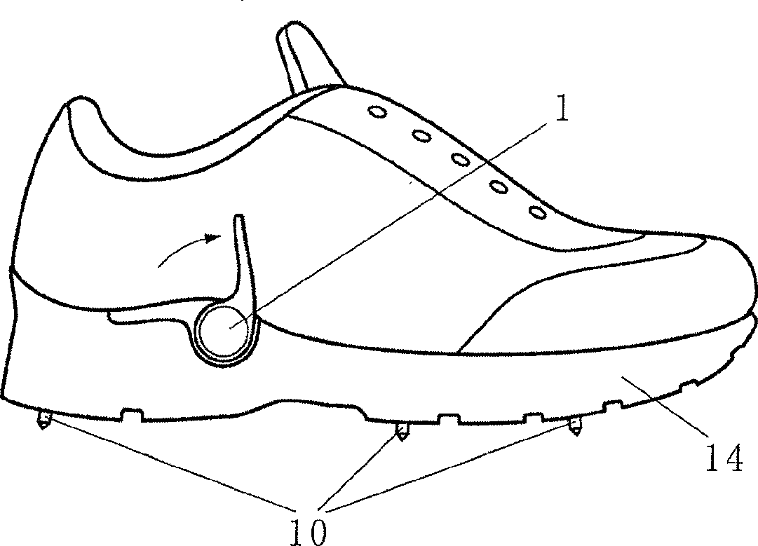 Antiskid shoe with hydraulically extending spikes