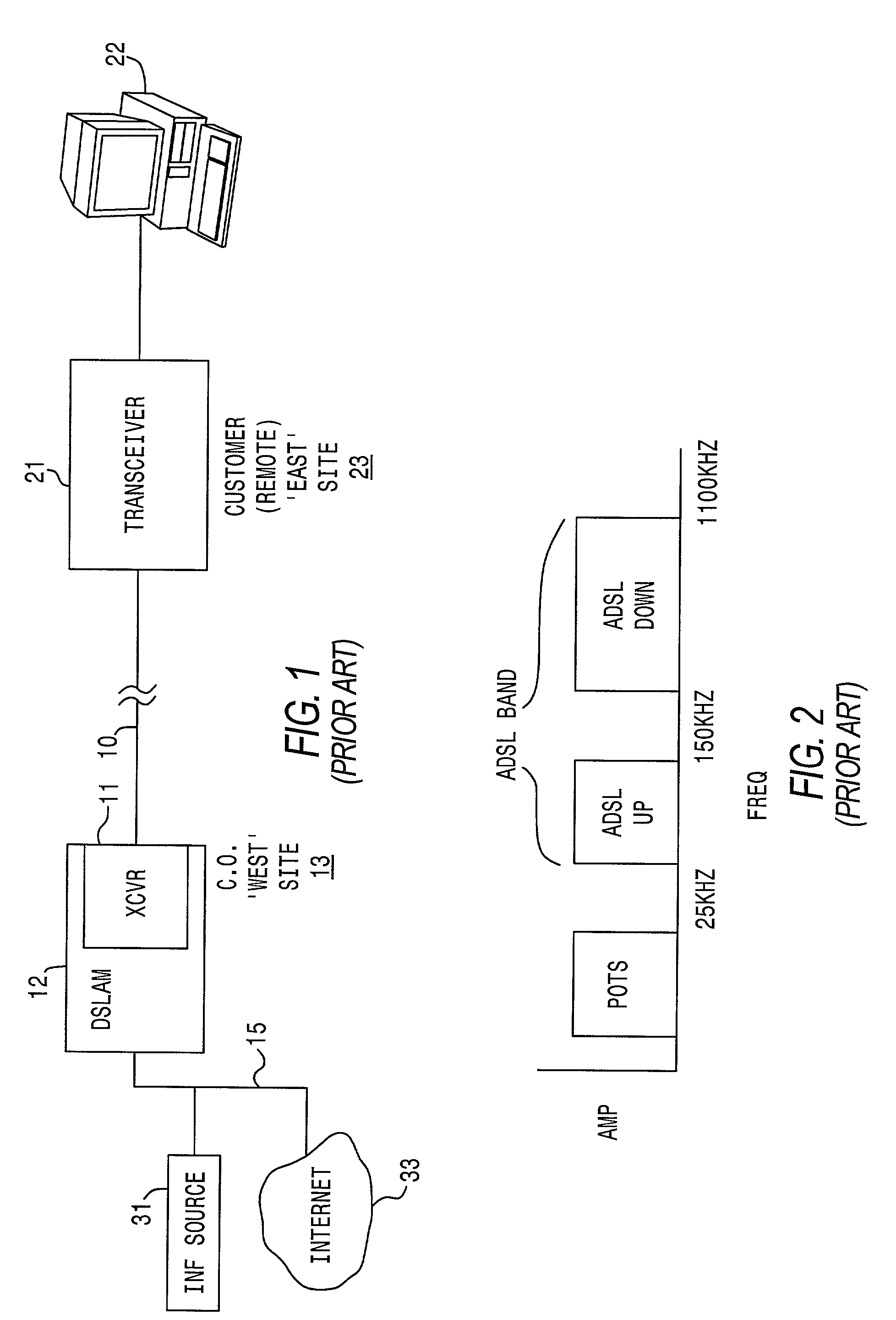 System for providing extended range ADSL service with auxiliary pots channel over single-line digital subscriber link