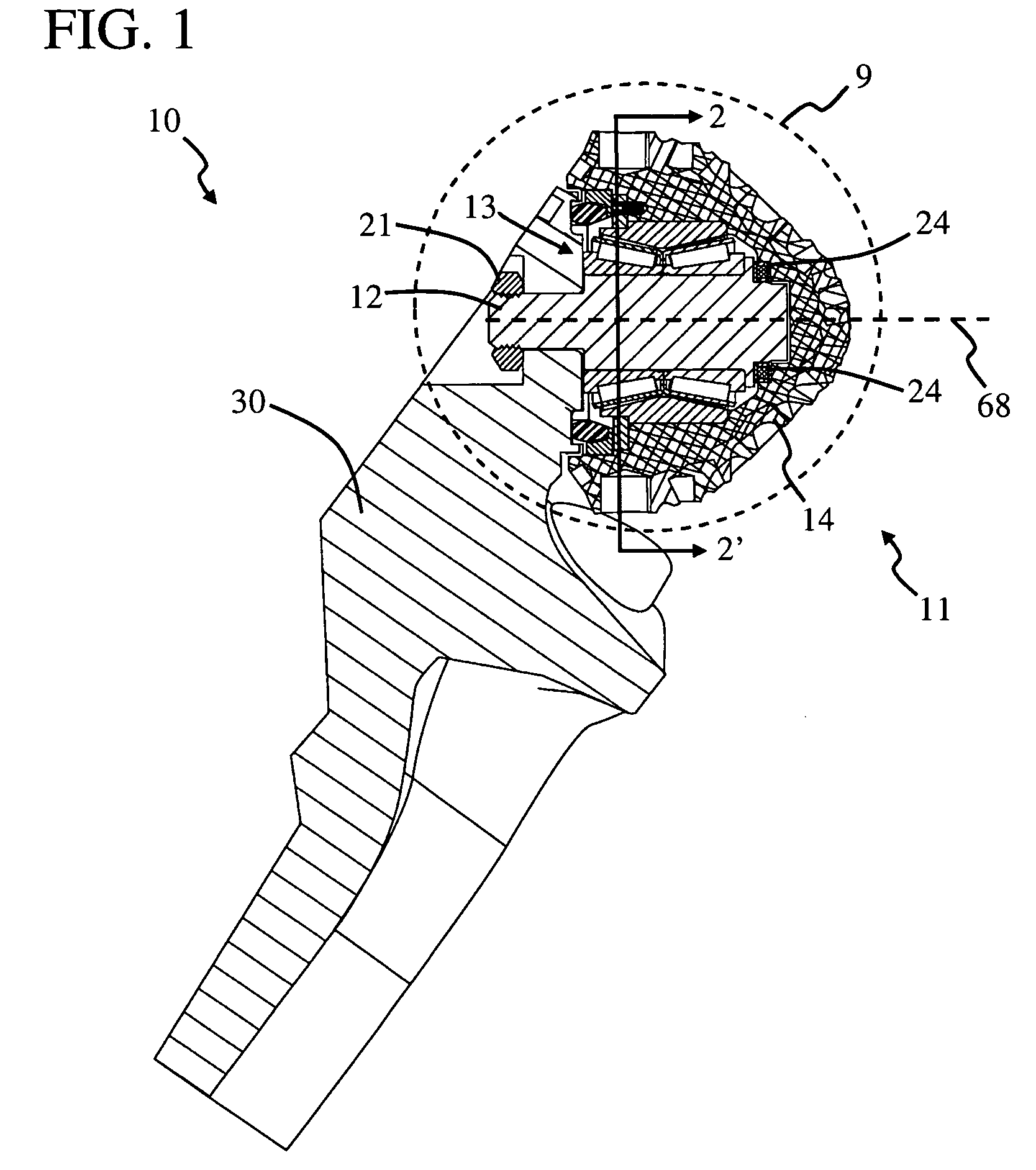 Earth bit with hub and thrust units