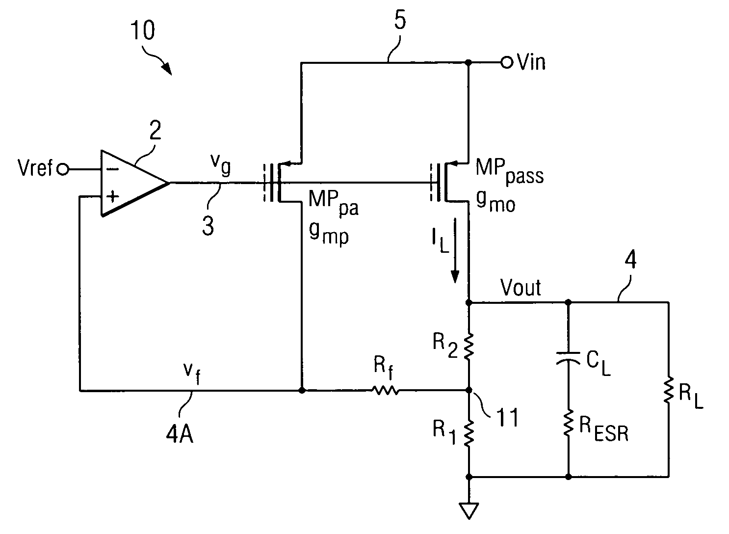 Compensation of LDO regulator using parallel signal path with fractional frequency response