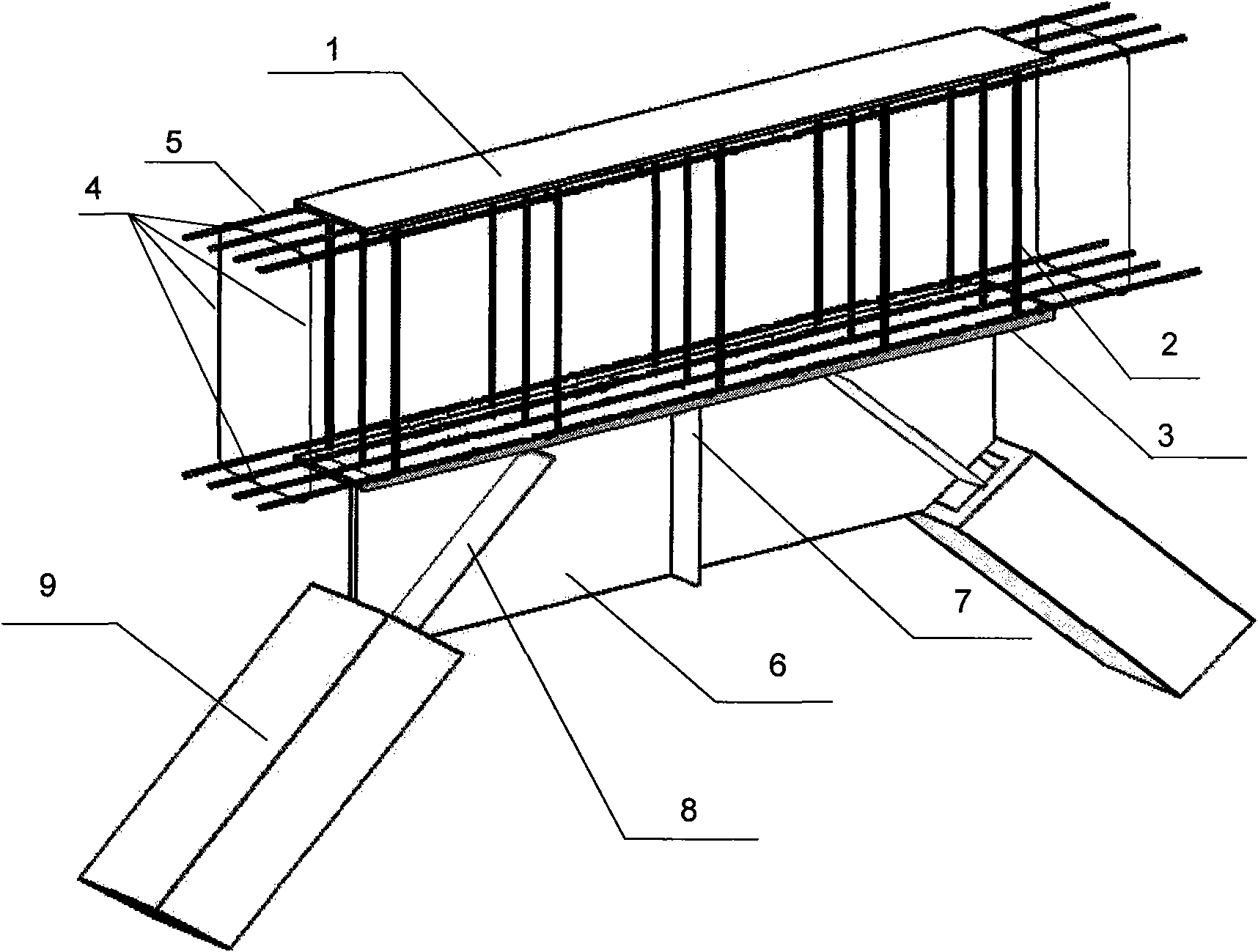 Vertical reinforced concrete component-connection node for buckling-restrained brace
