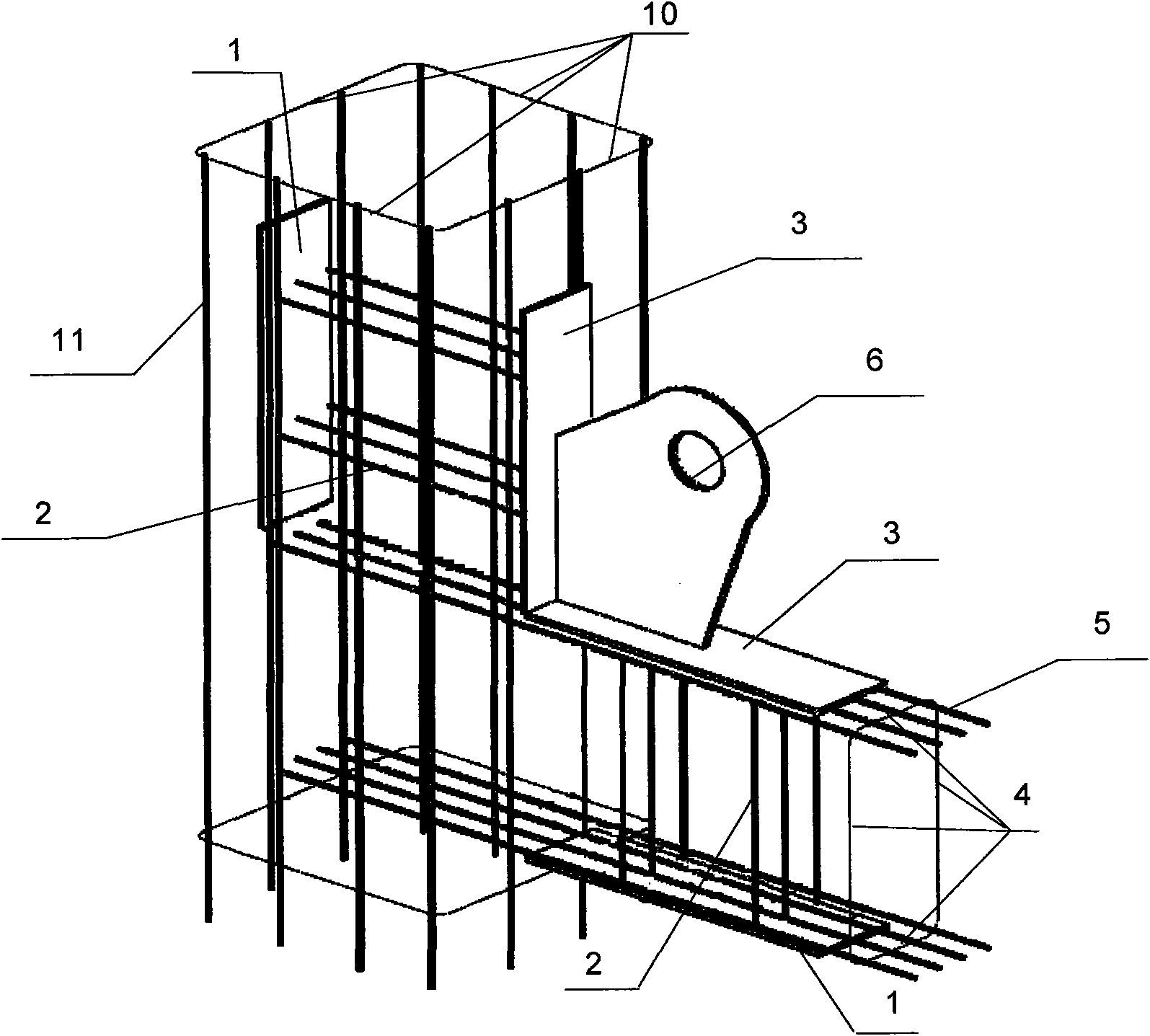 Vertical reinforced concrete component-connection node for buckling-restrained brace