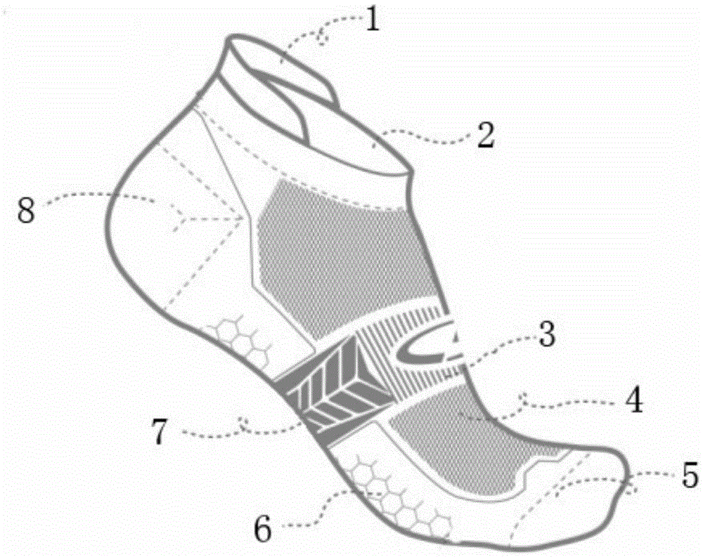 Running socks with foot arch support function