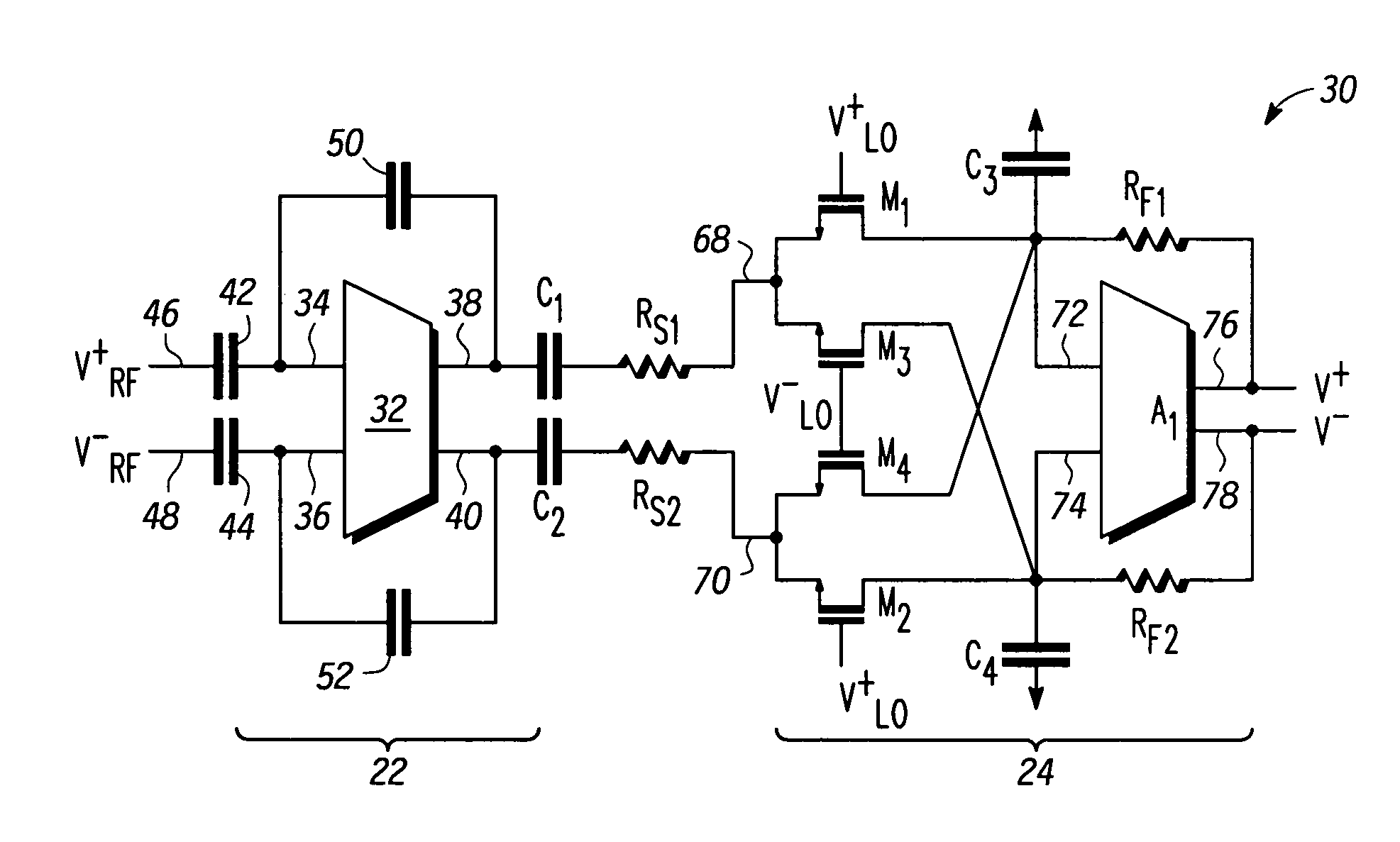 High linearity and low noise CMOS mixer and signal mixing method
