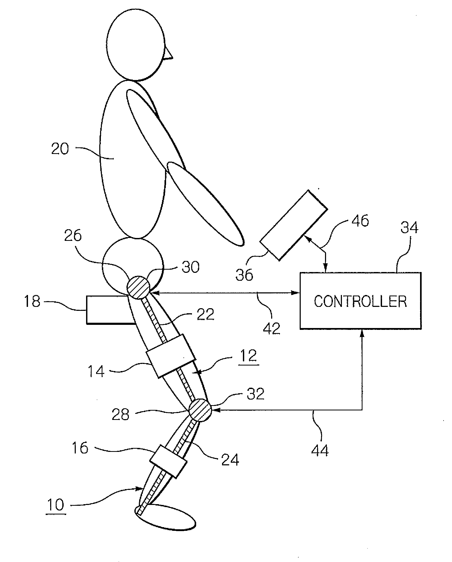 Muscle training device with muscular force measurement function for controlling the axial torque of a joint axle
