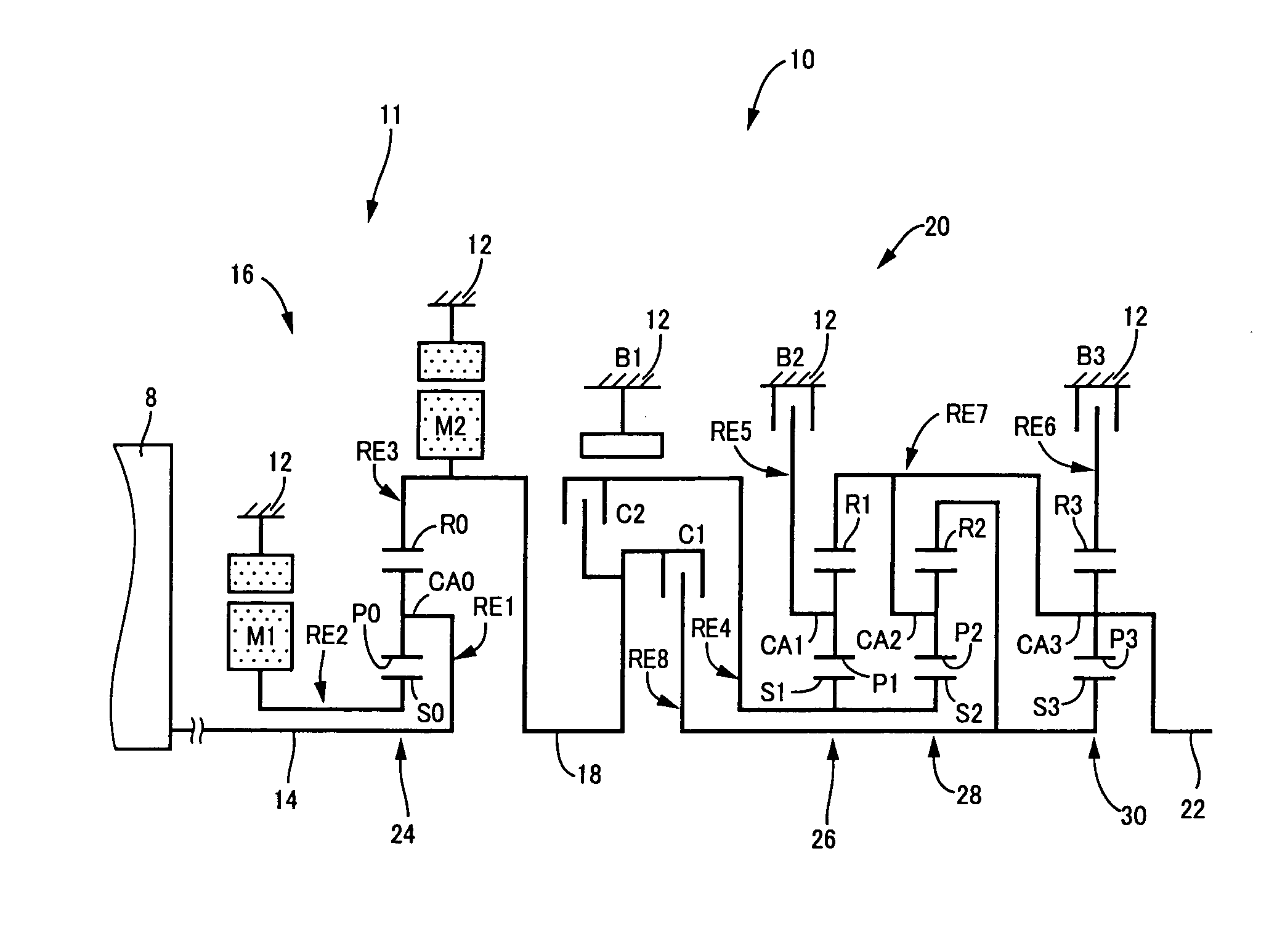 Engine start-up device for hybrid vehicle power transmitting device