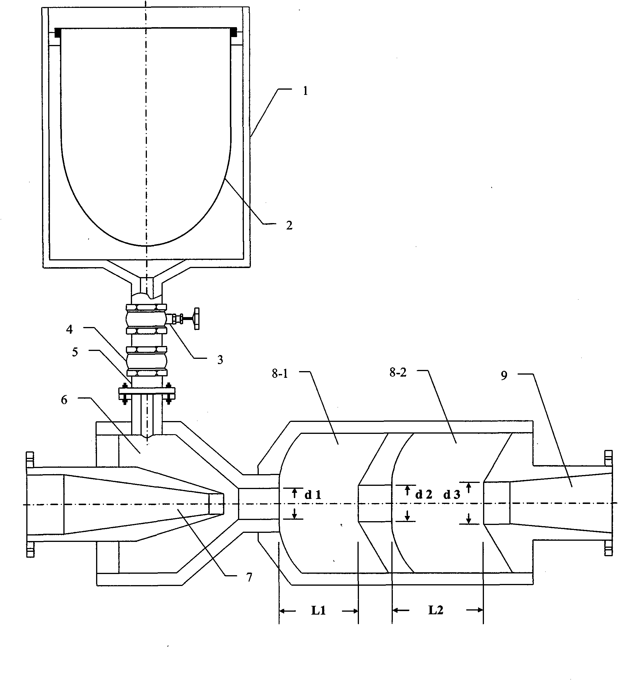Jet type fertilizer injector with oscillation cavities