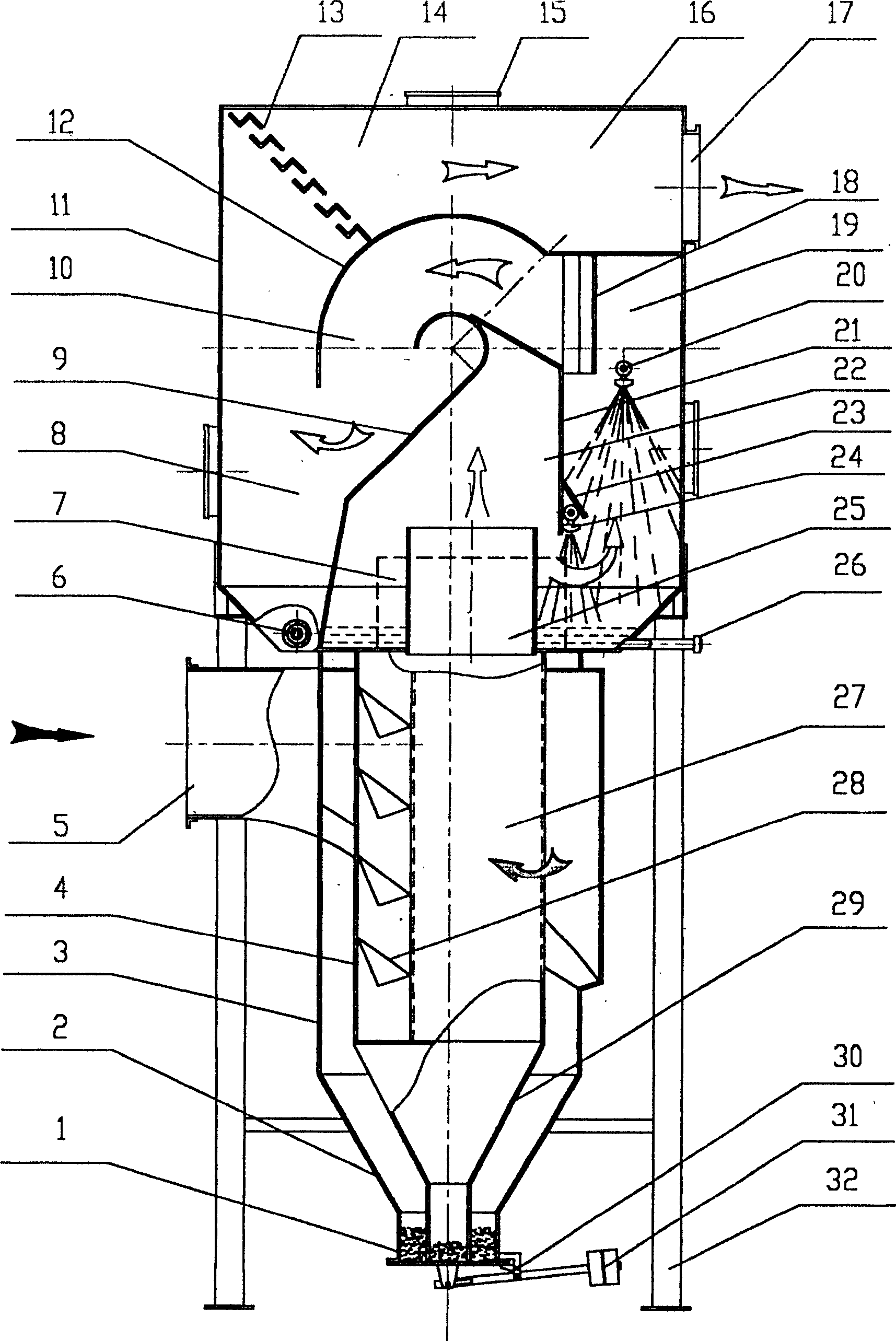 Combined high-effective wet desulfurization dust-removing equipment