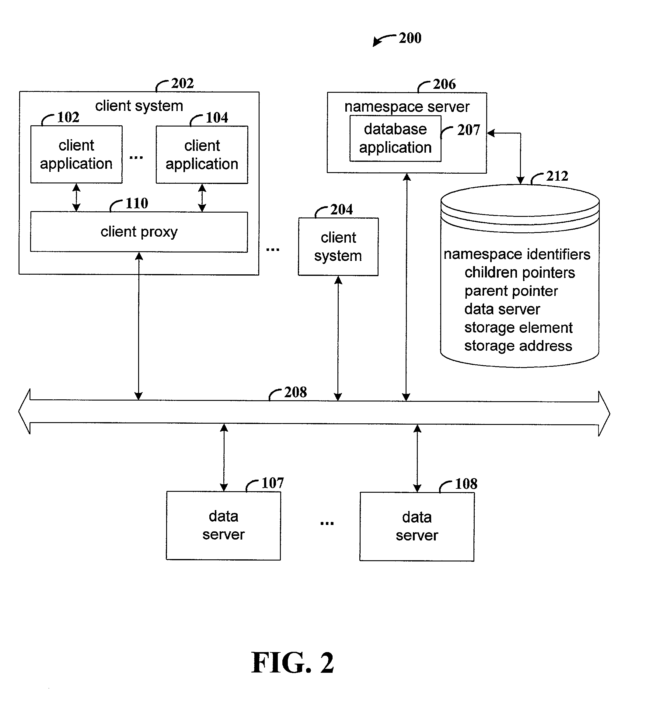 Namespace service in a distributed file system using a database management system