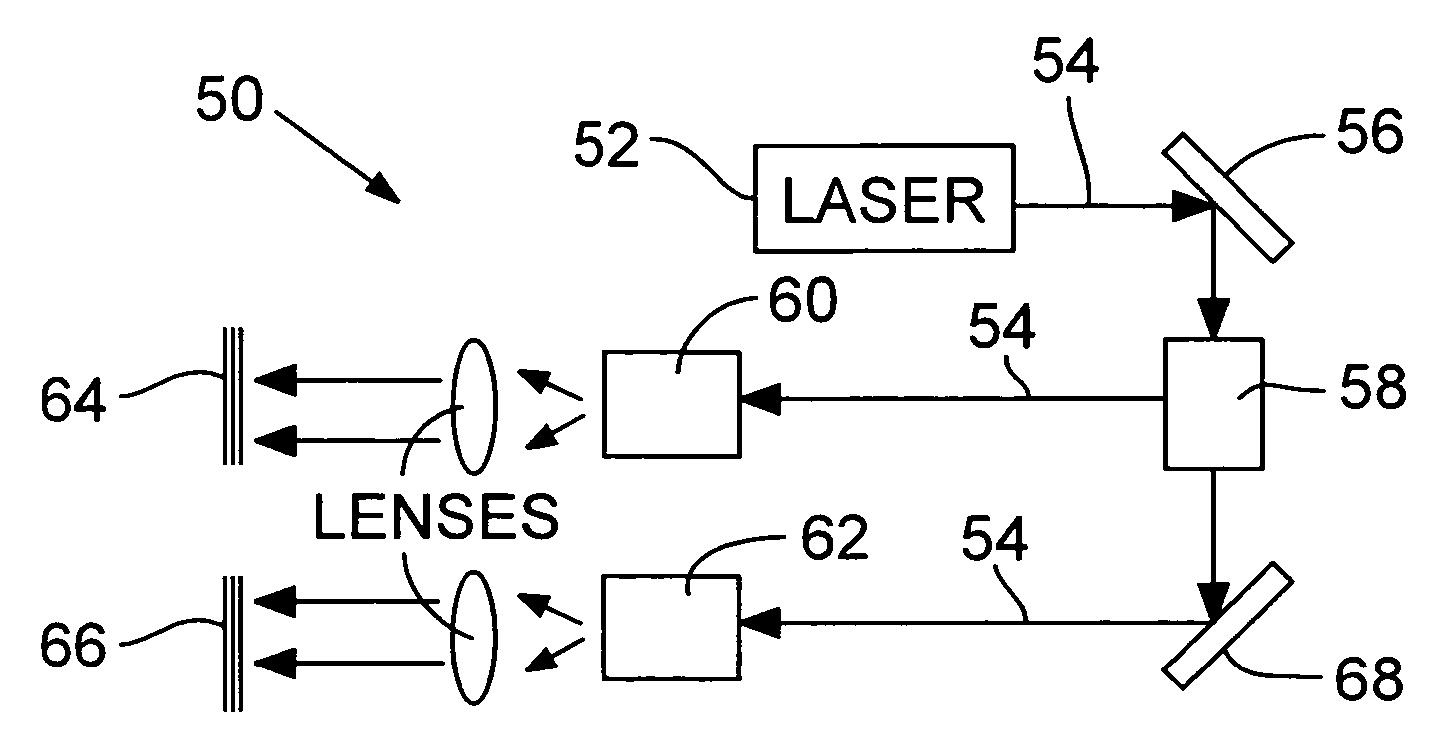 Workpiece processing system using a common imaged optical assembly to shape the spatial distributions of light energy of multiple laser beams