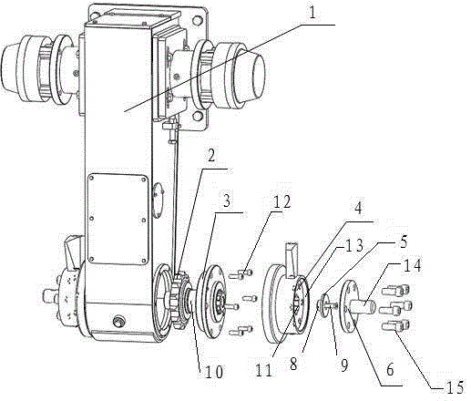 Transmission structure of spiral spreading machine distributor