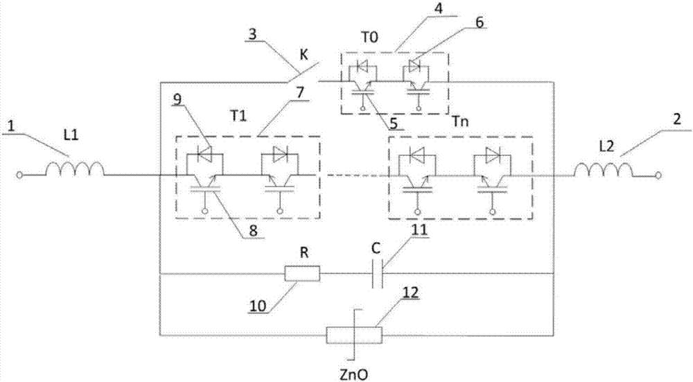 High-voltage DC circuit breaker and test method