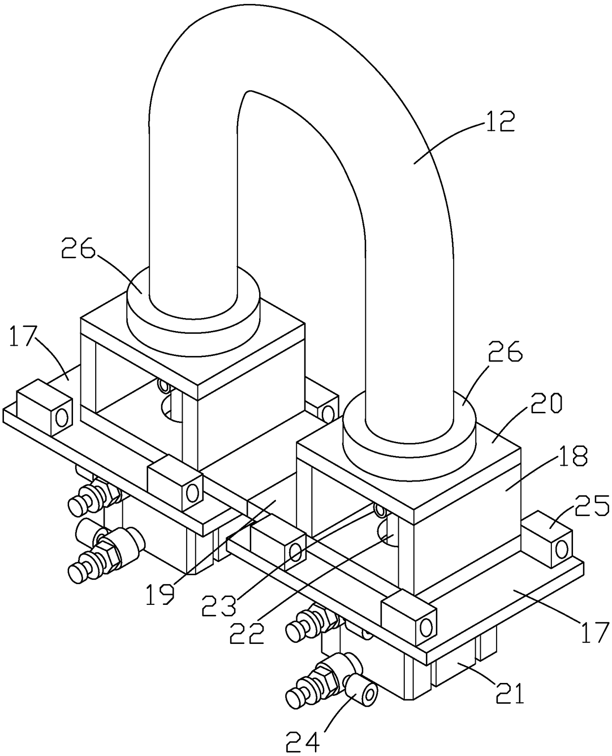 Leakage detecting device for non-excavation construction arc pipes