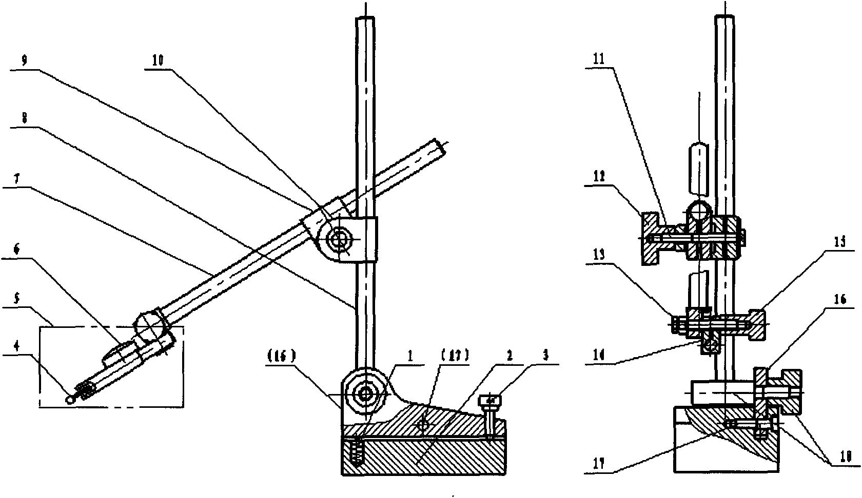 Adjustable and movable lever indicator bracket on test flat plate and application method thereof