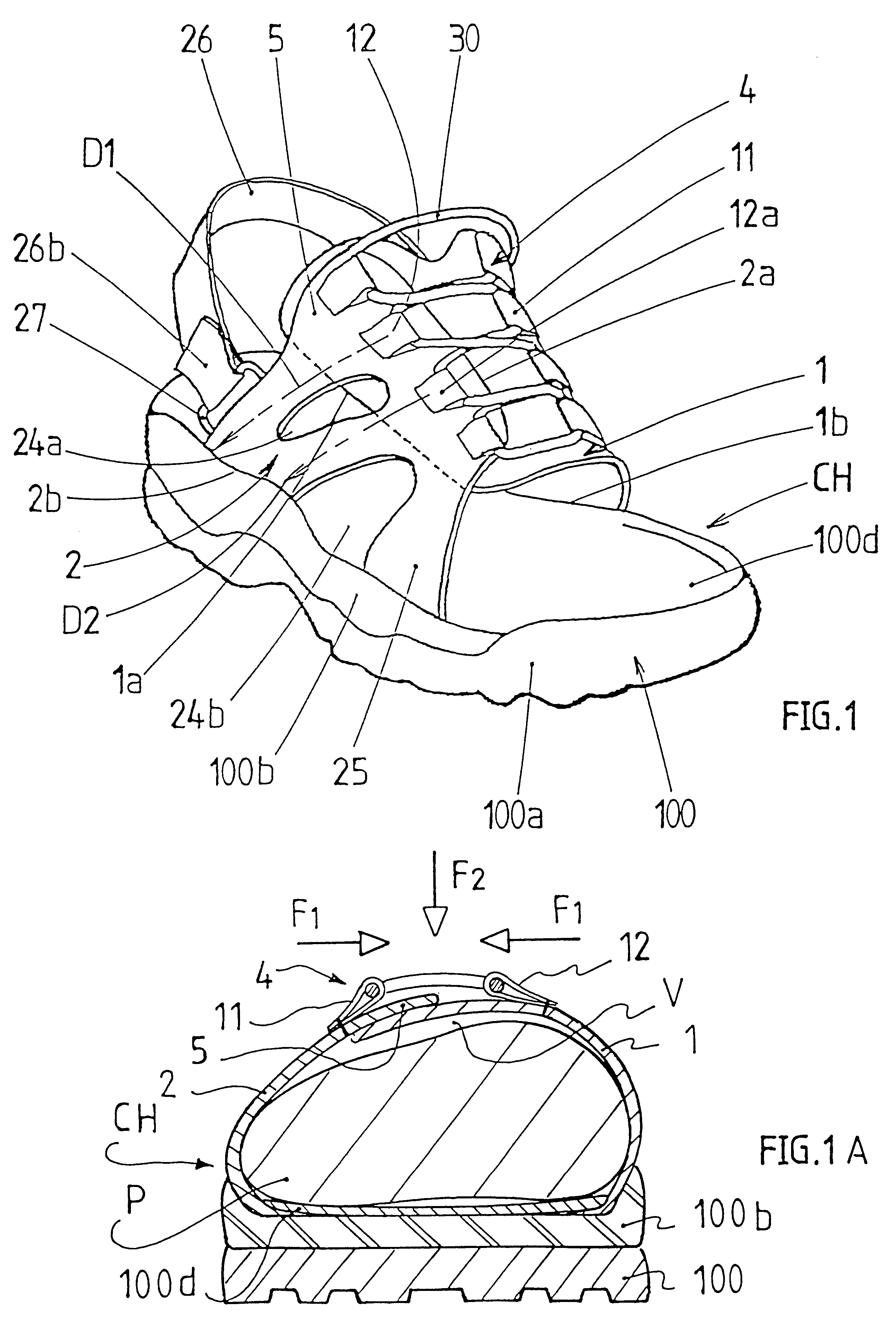 Tightening device for footwear, and an article of footwear incorporating such tightening device