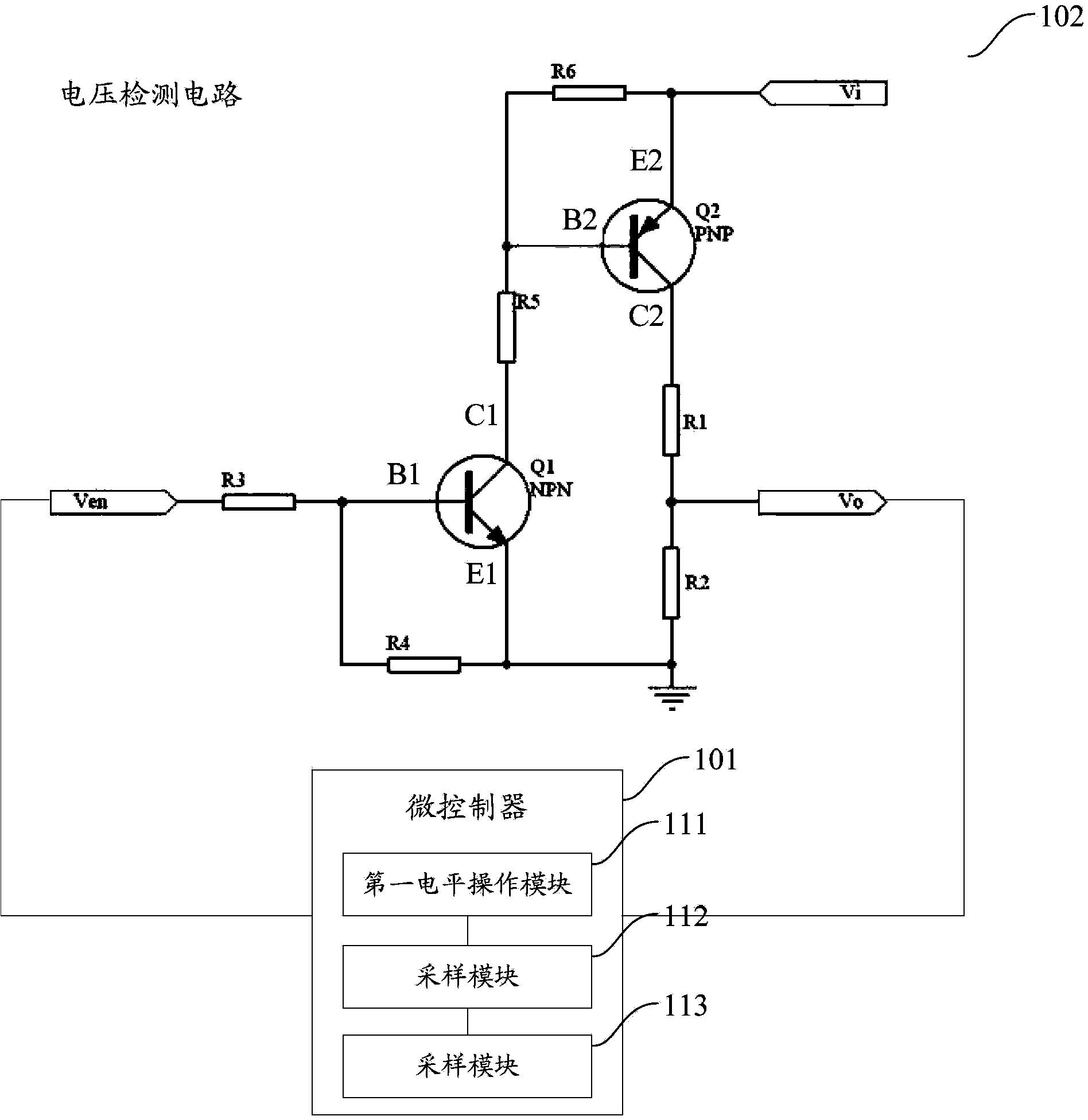 Voltage detecting circuit in vehicle-mounted equipment and vehicle-mounted equipment