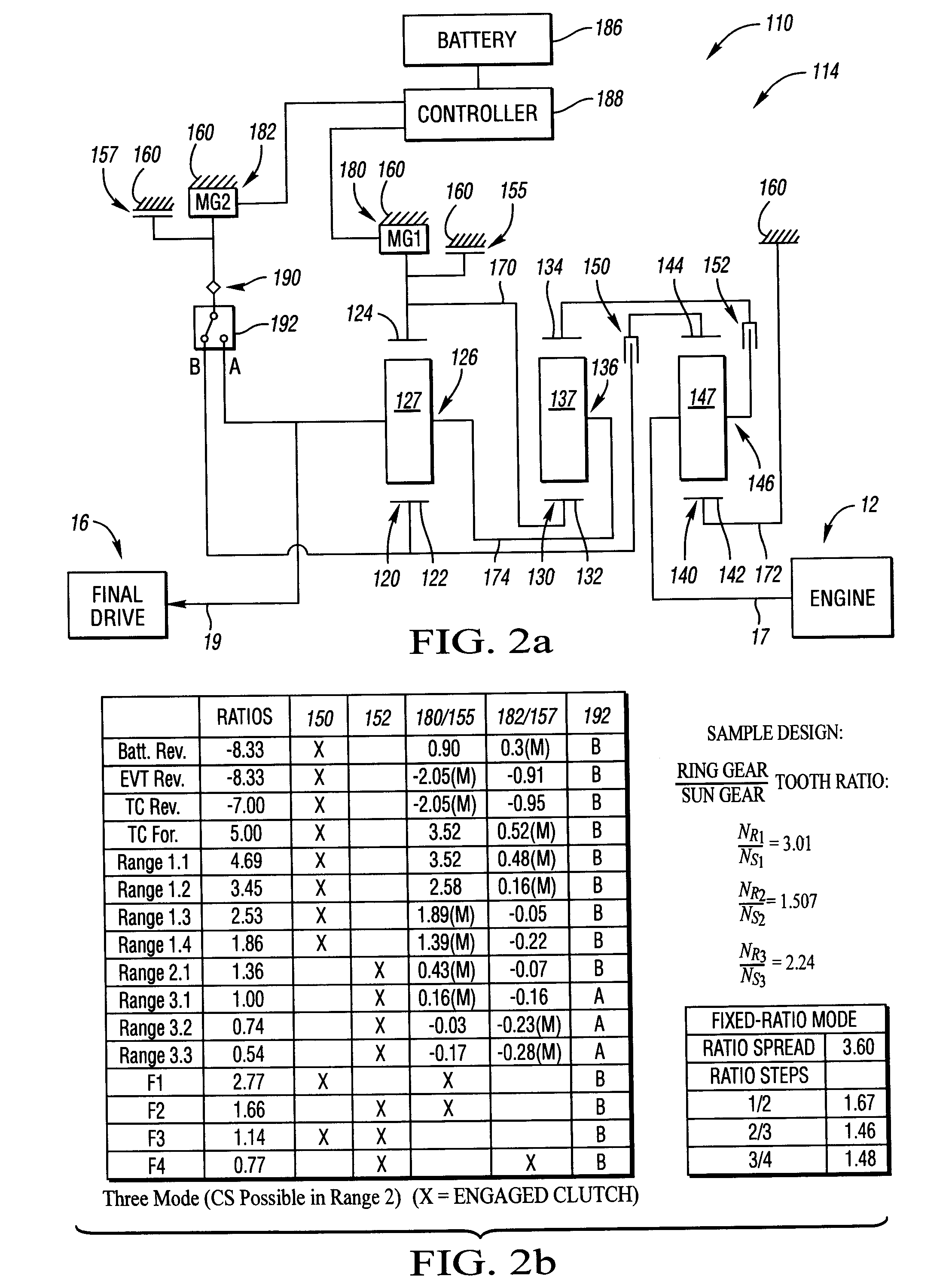 Electrically variable transmission having three planetary gear sets and clutched motor/generators