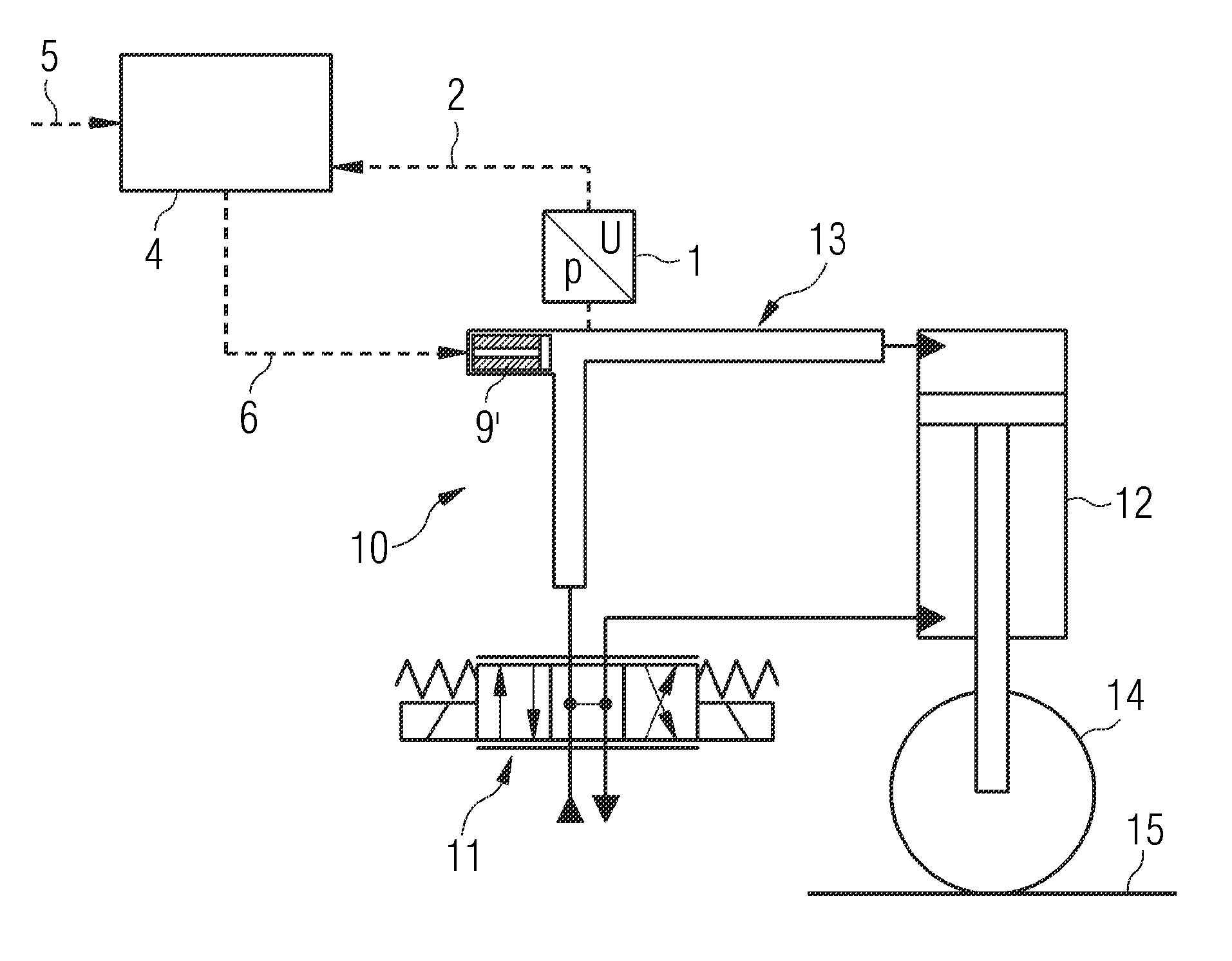 Method and device for actively suppressing pressure oscillations in a hydraulic system