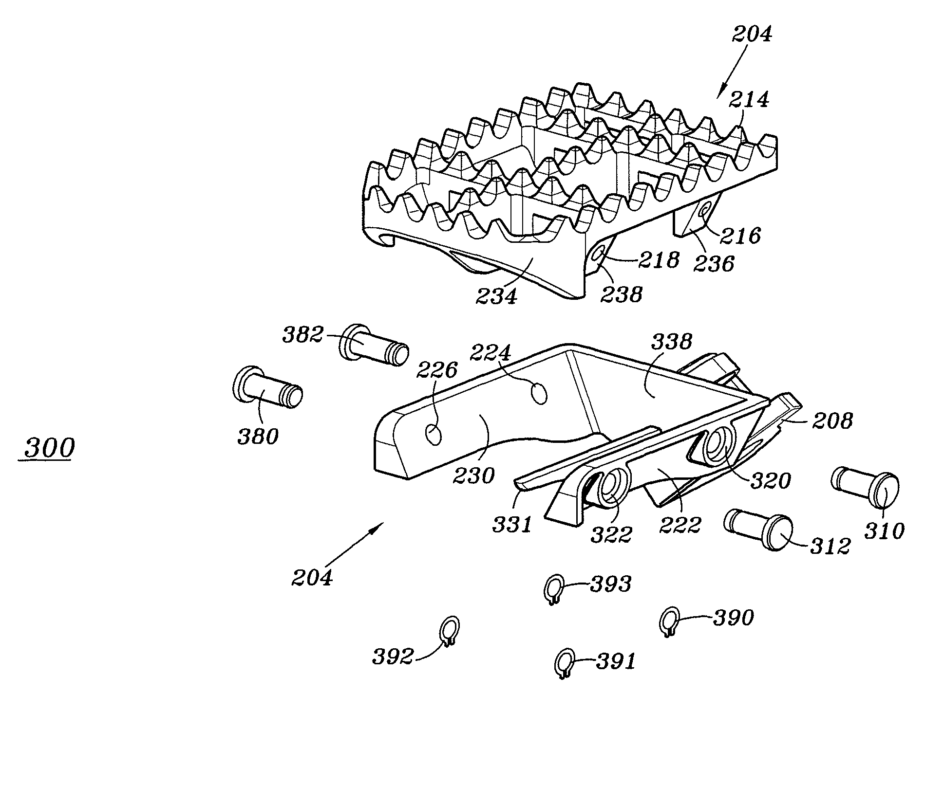 Foot peg with replaceable cleat component