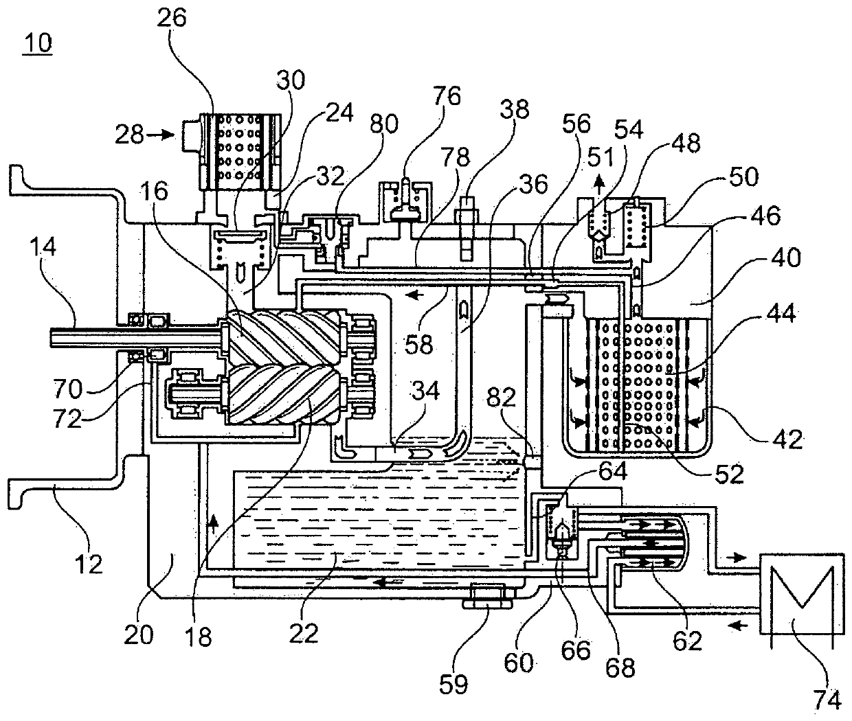 Screw compressor for a utility vehicle