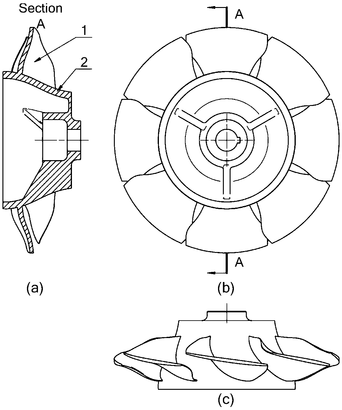 A compact wide-chord high-head small-flow axial flow cooling fan for motors
