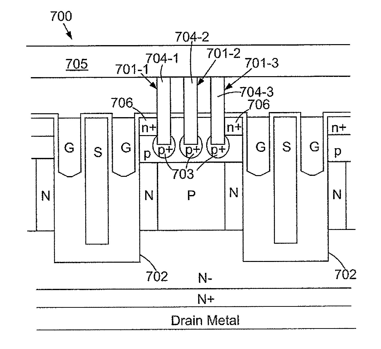 Super-junction trench MOSFET with multiple trenched source-body contacts