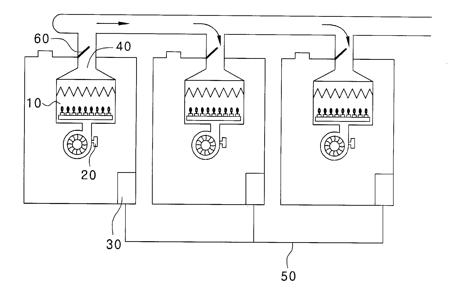 Multi-boiler and control method thereof for preventing back flow of exhaust gas