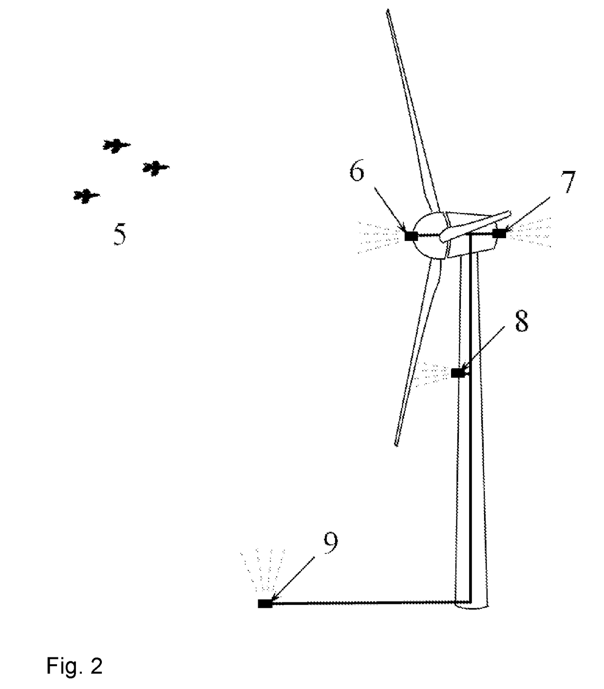 System and method for preventing collisions between wind turbine blades and flying objects