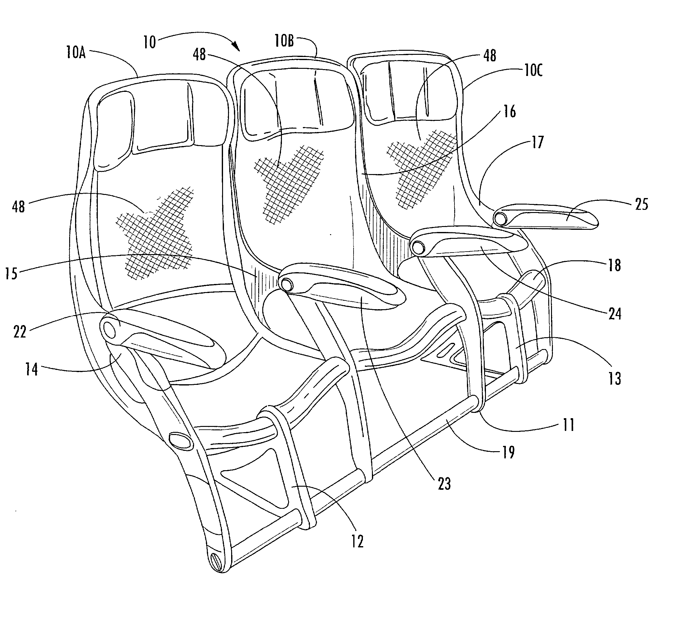 Aircraft passenger seat with seat back control array