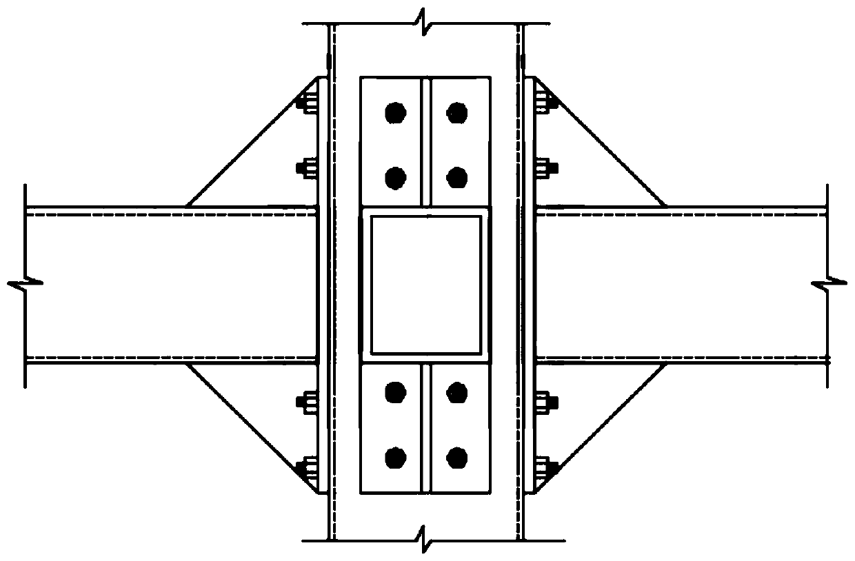Through bolt assembling structure for square steel binding post and square steel tubular beam