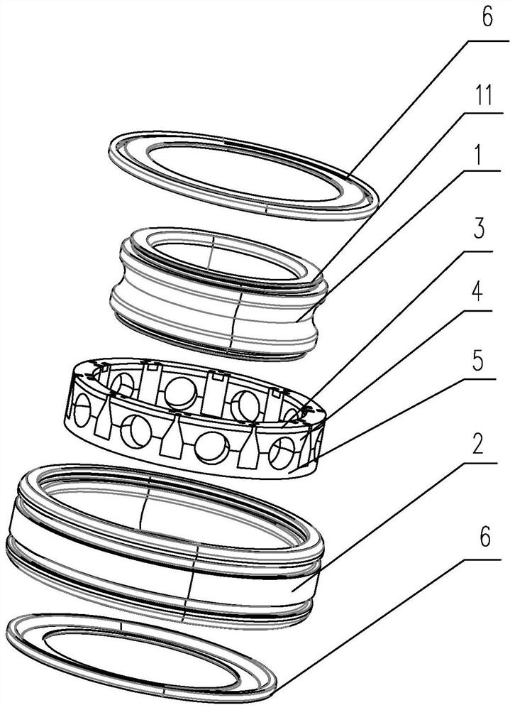 Deep groove ball bearing with split type retainer