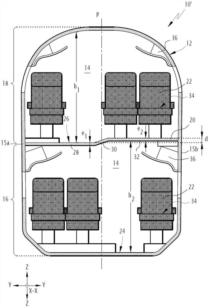 Multi-level car with staggered floor