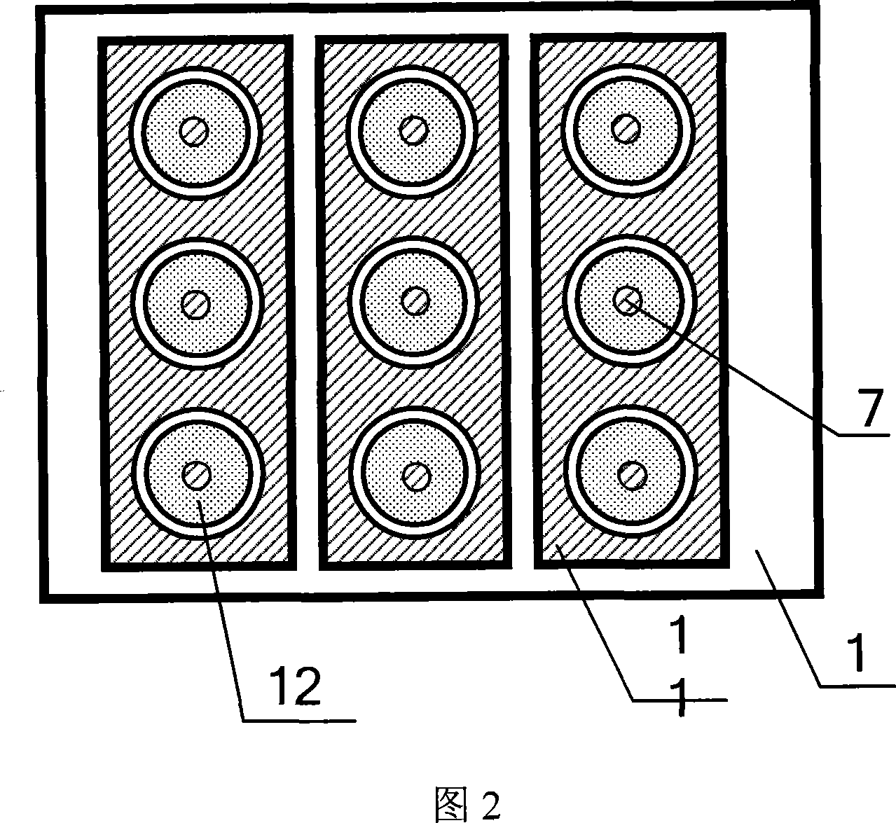 Planar display device with stair-shaped sided-grid controlled transmitting structure and its production