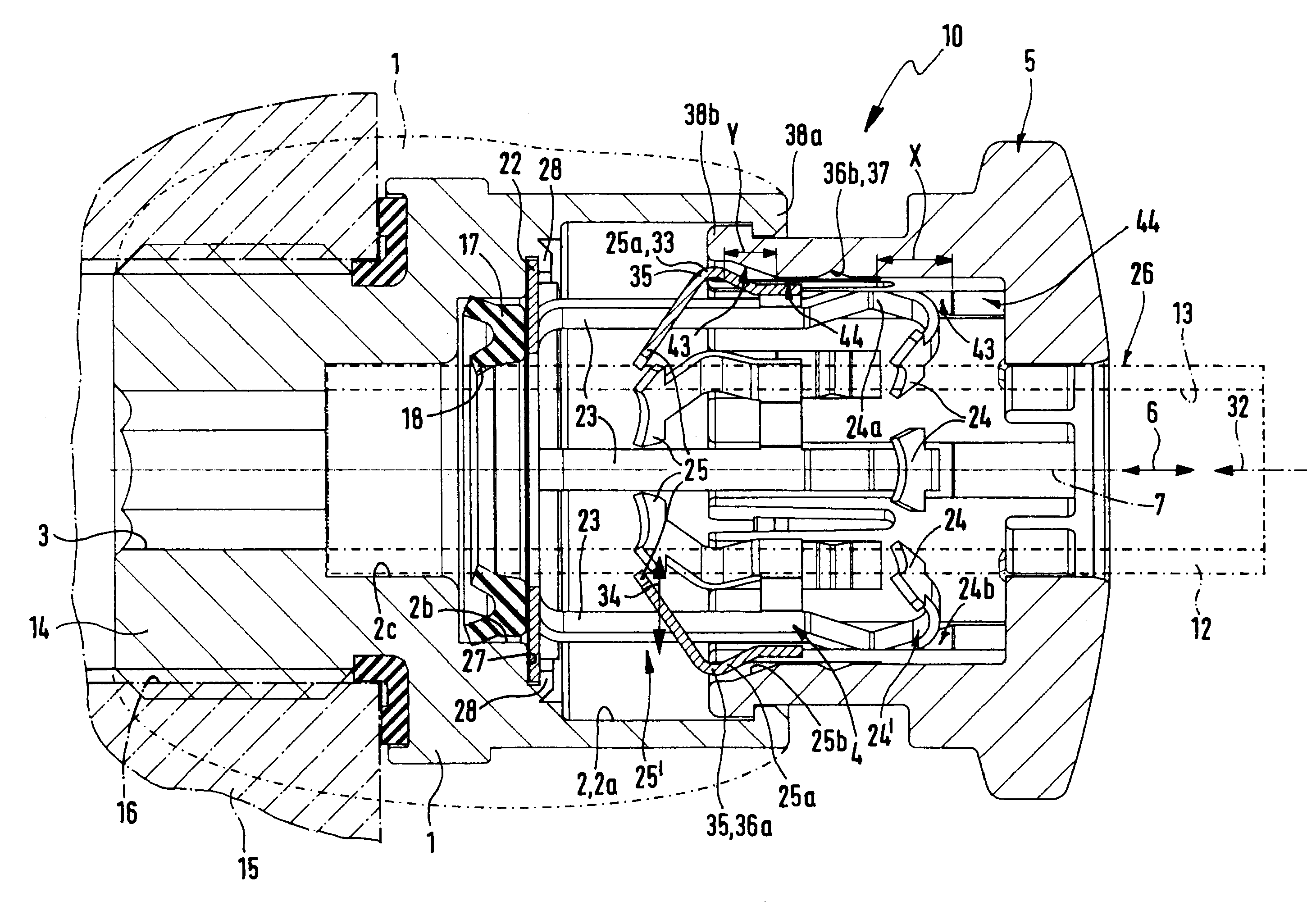 Coupling device for a fluid line