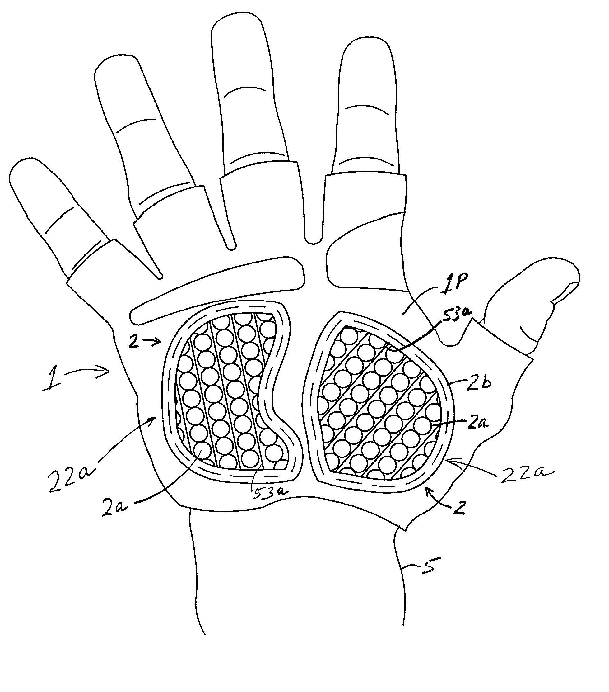 Cycling glove support area