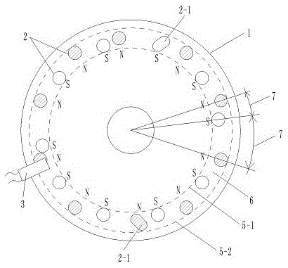 Turntable sensor element with uneven distribution of multi-magnetic blocks