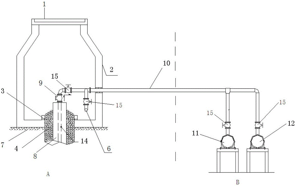 Water collecting and returning integrated well structure with filtering pipe moving downwards