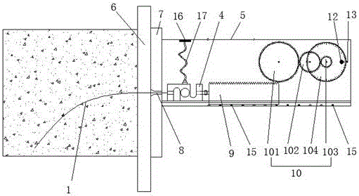 Model testing device and method for controlling exertion and monitoring of anchor tension