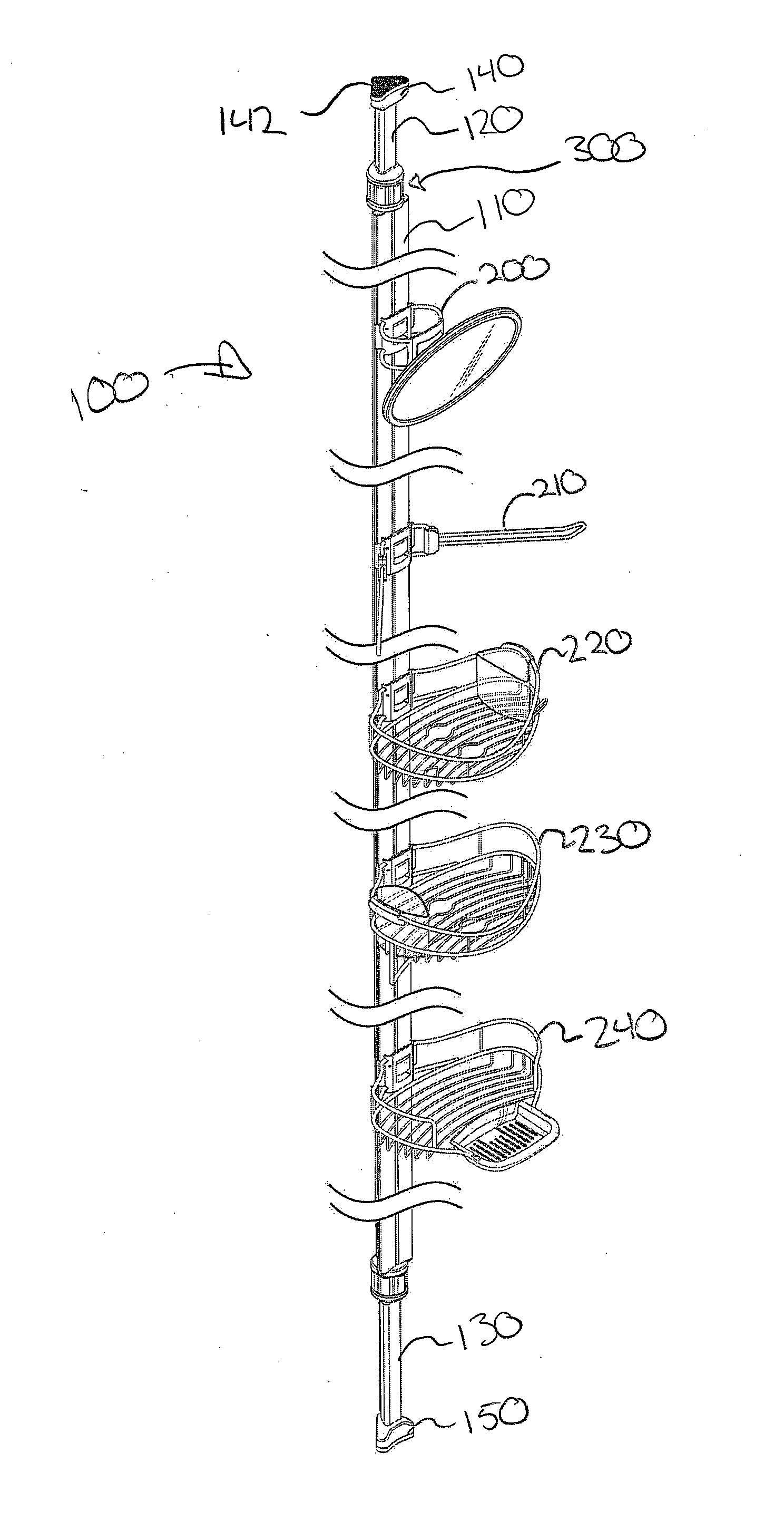 Vertically Adjustable Shower Caddy and Method for Tensioning Same