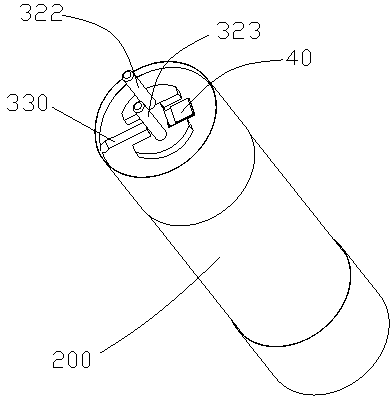 Electrode connecting device of synclastic guide-pin type cylindrical polymer lithium battery, and battery