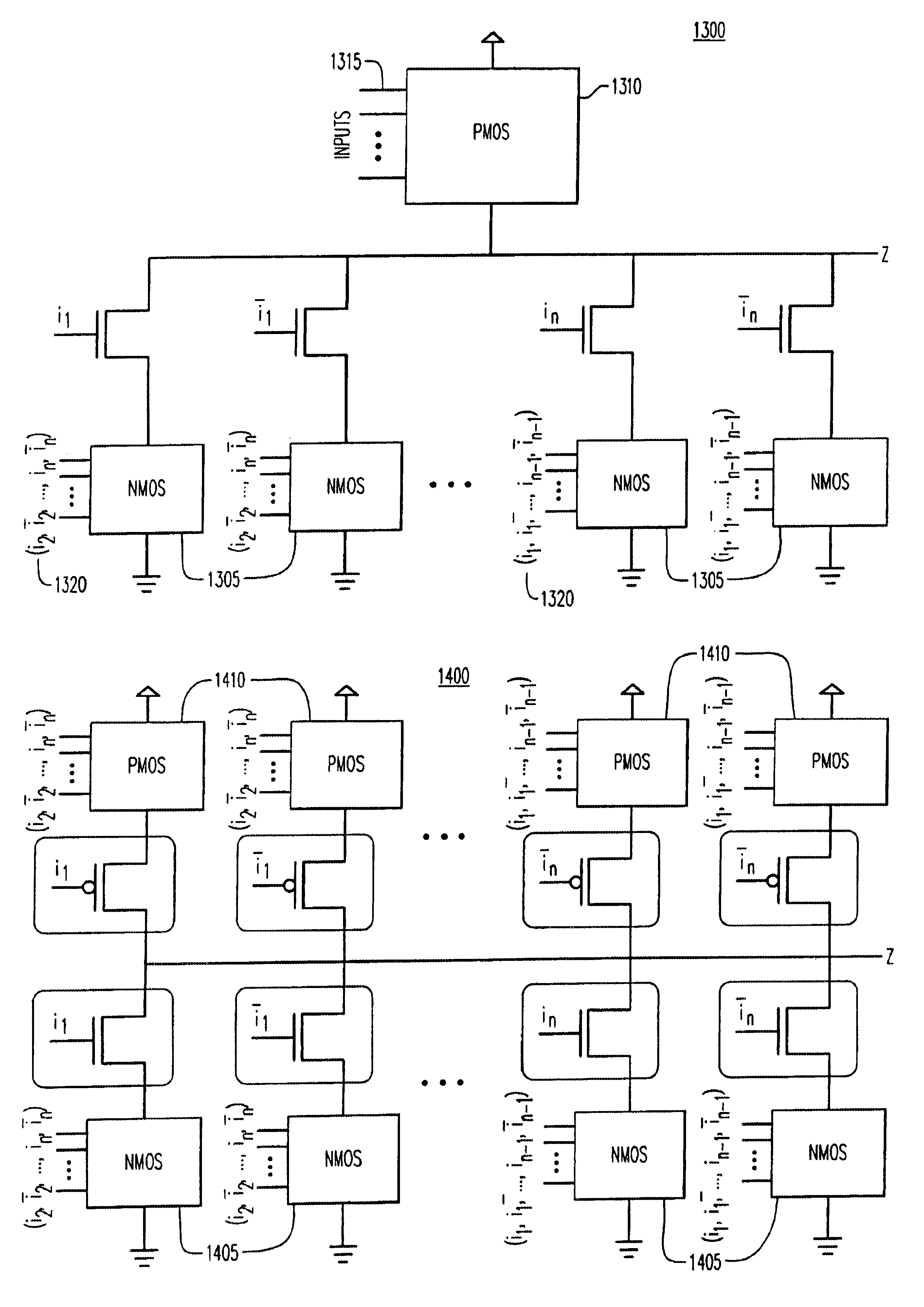 Logic circuit having a functionally redundant transistor network