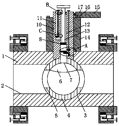 Conveniently-connected structure of highly-sealed liquid flow control ball valve