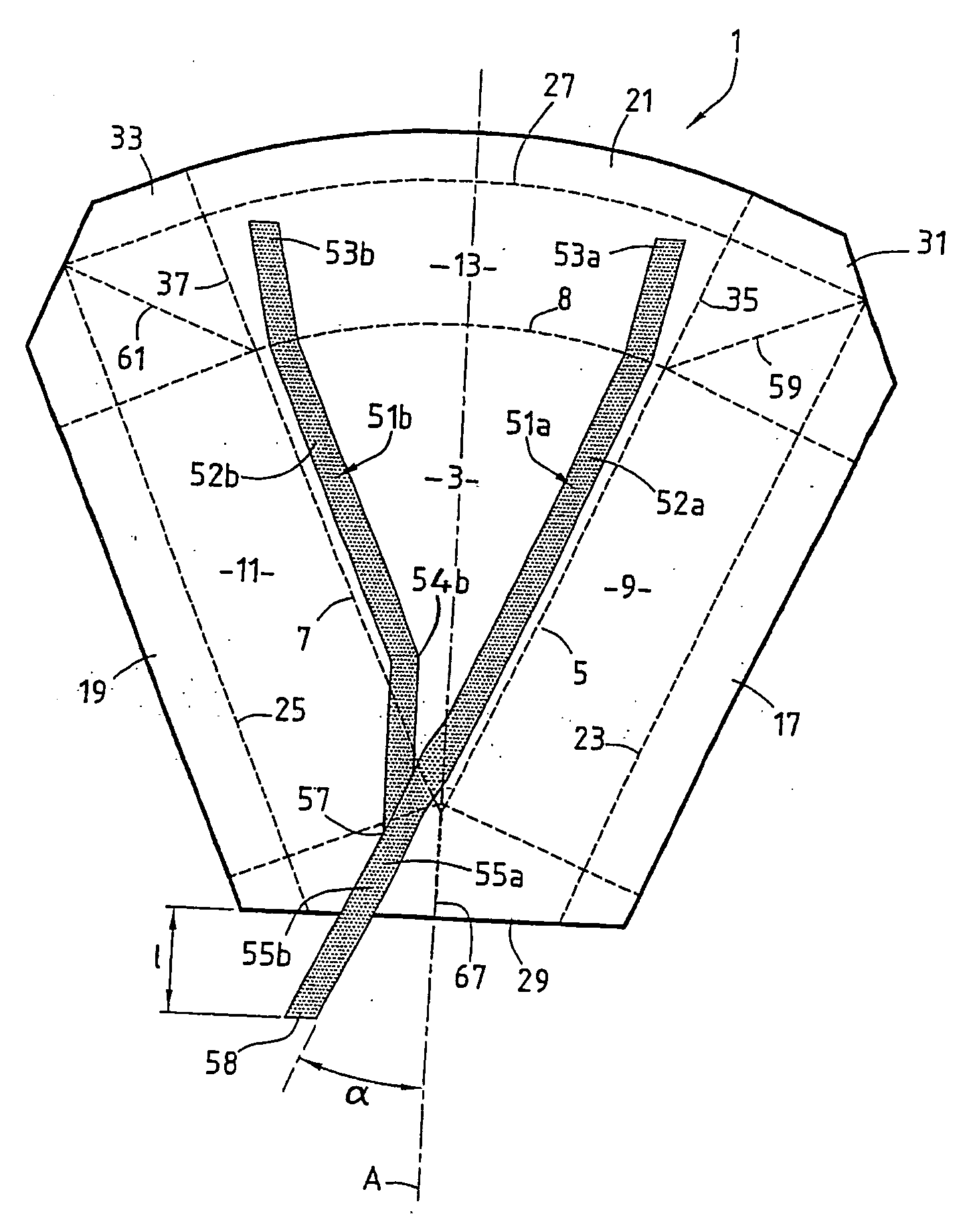 Element for producing a package for packaging a food product, corresponding package, assembly comprising such a package and a food product, cutting installation and method