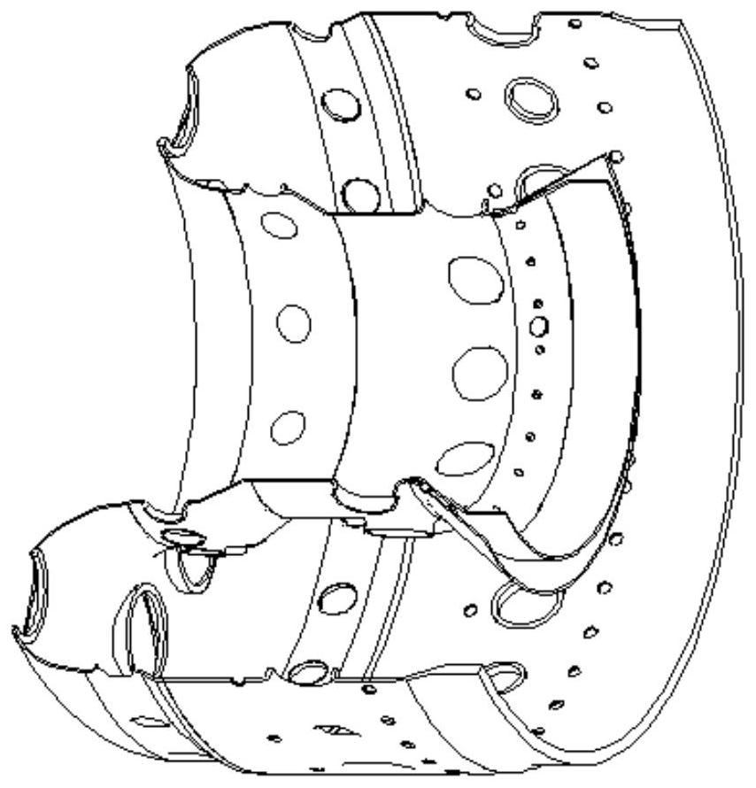 A deep U-shaped rotary cross-section semi-closed flame cylinder assembly welding processing method