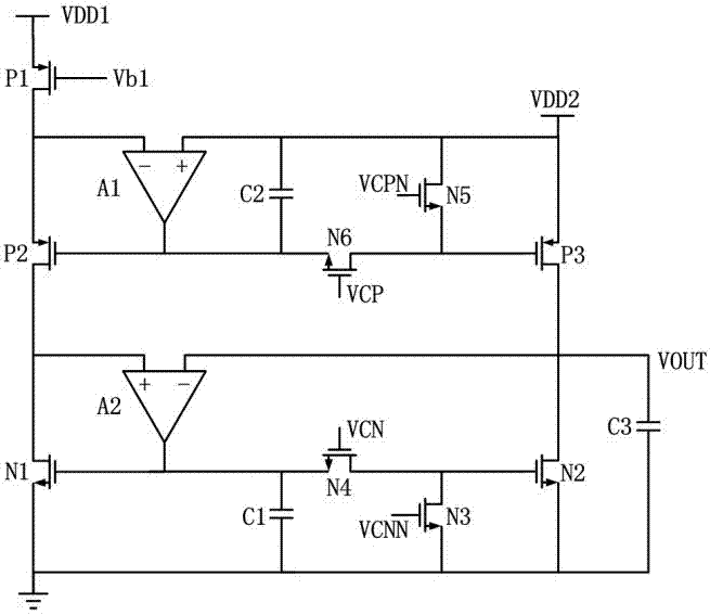 Low-voltage-and-current self-matching grid switch charge pump