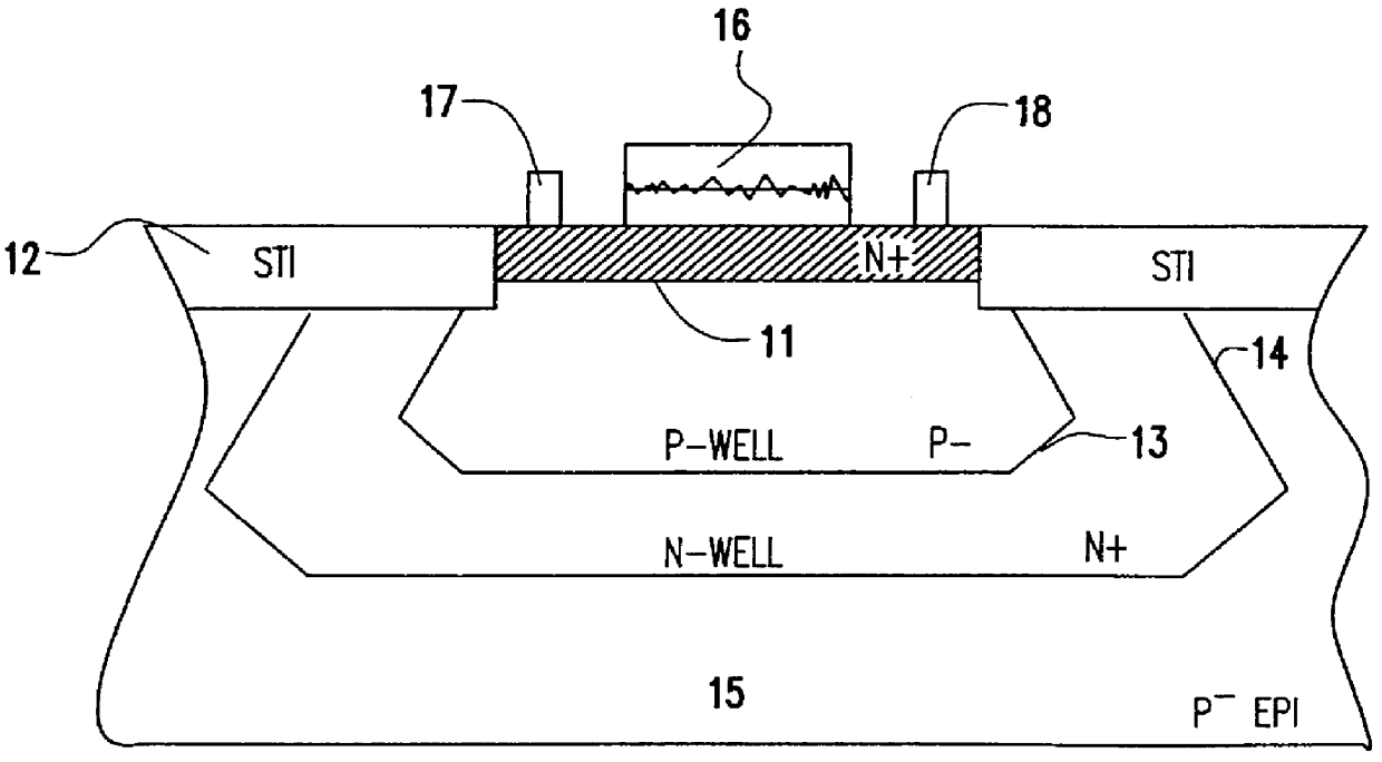 Method of making a noise-isolated buried resistor by implanting a first ...